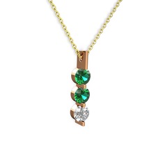 Yeşil kuvars ve swarovski 8 ayar rose altın kolye (40 cm altın rolo zincir)