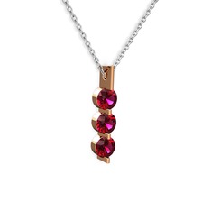 Trinity Taşlı Kolye - Rodolit garnet 14 ayar rose altın kolye (40 cm gümüş rolo zincir) #t9idlh