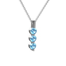 Trinity Taşlı Kolye - Akuamarin 14 ayar beyaz altın kolye (40 cm beyaz altın rolo zincir) #xdxqp6