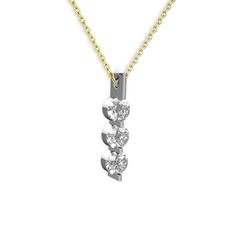 Trinity Taşlı Kolye - Swarovski 925 ayar gümüş kolye (40 cm altın rolo zincir) #y8037s