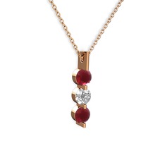 Kök yakut ve swarovski 8 ayar rose altın kolye (40 cm gümüş rolo zincir)