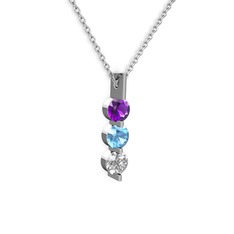 Trinity Taşlı Kolye - Ametist, akuamarin ve swarovski 8 ayar beyaz altın kolye (40 cm gümüş rolo zincir) #yfleef