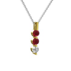 Kök yakut ve swarovski 8 ayar altın kolye (40 cm beyaz altın rolo zincir)