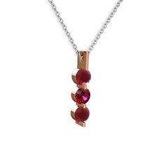 Kök yakut ve rodolit garnet 14 ayar rose altın kolye (40 cm gümüş rolo zincir)