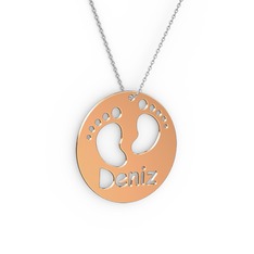 İlk Adım İsim Kolye - 18 ayar rose altın kolye (40 cm gümüş rolo zincir) #1yqwdmk