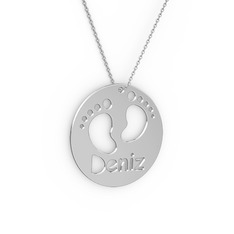 İlk Adım İsim Kolye - 18 ayar beyaz altın kolye (40 cm beyaz altın rolo zincir) #jhf2mt