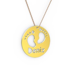 İlk Adım İsim Kolye - 18 ayar altın kolye (40 cm rose altın rolo zincir) #t2rxtg