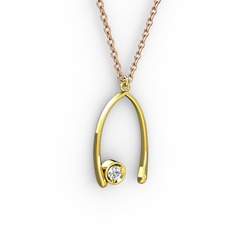 Taşlı Dilek Kolye - Pırlanta 8 ayar altın kolye (0.036 karat, 40 cm gümüş rolo zincir) #10clojj