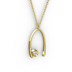Taşlı Dilek Kolye - Beyaz zirkon 8 ayar altın kolye (40 cm altın rolo zincir) #10l1nmh