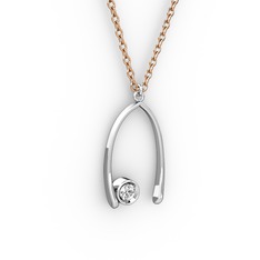 Taşlı Dilek Kolye - Swarovski 925 ayar gümüş kolye (40 cm rose altın rolo zincir) #16hkcob