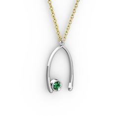 Taşlı Dilek Kolye - Yeşil kuvars 18 ayar beyaz altın kolye (40 cm altın rolo zincir) #176ebax
