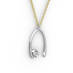 Taşlı Dilek Kolye - Swarovski 14 ayar beyaz altın kolye (40 cm altın rolo zincir) #1ug4qlv