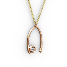 Taşlı Dilek Kolye - Swarovski 14 ayar rose altın kolye (40 cm altın rolo zincir) #1x68s78