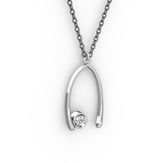 Taşlı Dilek Kolye - Beyaz zirkon 925 ayar gümüş kolye (40 cm gümüş rolo zincir) #1yrnqlz