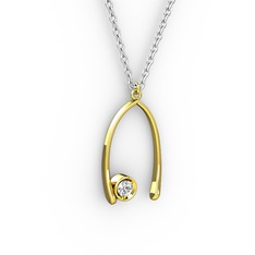 Taşlı Dilek Kolye - Swarovski 18 ayar altın kolye (40 cm beyaz altın rolo zincir) #27826h