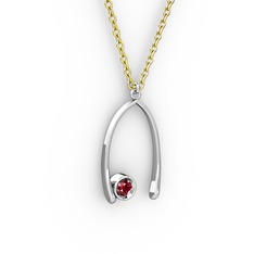 Garnet 925 ayar gümüş kolye (40 cm altın rolo zincir)