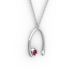 Taşlı Dilek Kolye - Rodolit garnet 14 ayar beyaz altın kolye (40 cm beyaz altın rolo zincir) #9hg41p