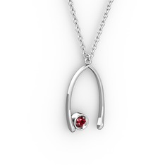 Taşlı Dilek Kolye - Garnet 18 ayar beyaz altın kolye (40 cm beyaz altın rolo zincir) #bicopj