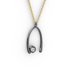 Taşlı Dilek Kolye - Swarovski 925 ayar siyah rodyum kaplama gümüş kolye (40 cm gümüş rolo zincir) #bkt6xv