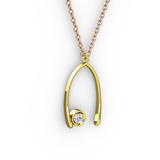 Swarovski 18 ayar altın kolye (40 cm gümüş rolo zincir)