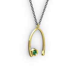 Taşlı Dilek Kolye - Yeşil kuvars 18 ayar altın kolye (40 cm gümüş rolo zincir) #duv2tl