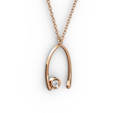 Taşlı Dilek Kolye - Swarovski 8 ayar rose altın kolye (40 cm gümüş rolo zincir) #f6p0ws