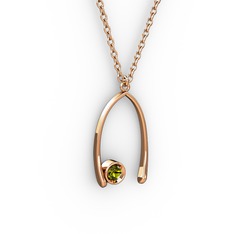 Taşlı Dilek Kolye - Peridot 18 ayar rose altın kolye (40 cm gümüş rolo zincir) #nrpi00