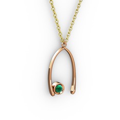 Taşlı Dilek Kolye - Kök zümrüt 14 ayar rose altın kolye (40 cm gümüş rolo zincir) #qshbqd