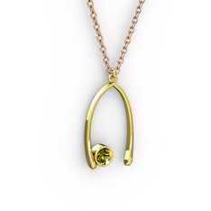 Taşlı Dilek Kolye - Peridot 8 ayar altın kolye (40 cm gümüş rolo zincir) #qxg1kr