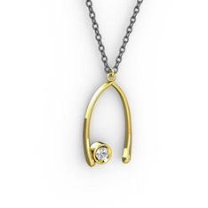 Taşlı Dilek Kolye - Swarovski 925 ayar altın kaplama gümüş kolye (40 cm gümüş rolo zincir) #s57riw