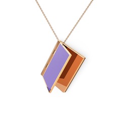 8 ayar rose altın kolye (Menekşe mineli, 40 cm rose altın rolo zincir)