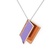 14 ayar rose altın kolye (Menekşe mineli, 40 cm beyaz altın rolo zincir)