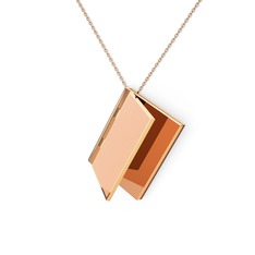 Kitap Kolye - 14 ayar rose altın kolye (Pastel pembe mineli, 40 cm gümüş rolo zincir) #6uhdyg