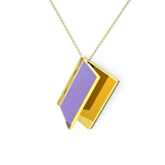 Kitap Kolye - 8 ayar altın kolye (Menekşe mineli, 40 cm altın rolo zincir) #6xcjeg