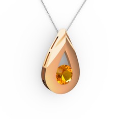 Alura Kolye - Sitrin 14 ayar rose altın kolye (40 cm beyaz altın rolo zincir) #128dq29