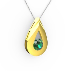 Alura Kolye - Yeşil kuvars 925 ayar altın kaplama gümüş kolye (40 cm beyaz altın rolo zincir) #13mu4y9
