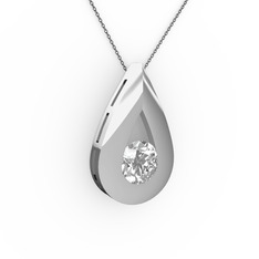 Pırlanta 14 ayar beyaz altın kolye (0.35 karat, 40 cm gümüş rolo zincir)