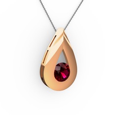 Alura Kolye - Rodolit garnet 14 ayar rose altın kolye (40 cm gümüş rolo zincir) #16e5r4c