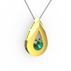 Alura Kolye - Yeşil kuvars 925 ayar altın kaplama gümüş kolye (40 cm gümüş rolo zincir) #175qgmw