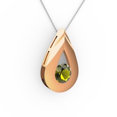 Alura Kolye - Peridot 8 ayar rose altın kolye (40 cm beyaz altın rolo zincir) #197meef