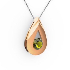 Alura Kolye - Peridot 14 ayar rose altın kolye (40 cm gümüş rolo zincir) #1d769fd