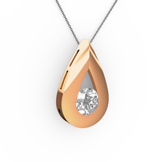 Pırlanta 925 ayar rose altın kaplama gümüş kolye (0.35 karat, 40 cm gümüş rolo zincir)