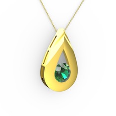 Alura Kolye - Yeşil kuvars 8 ayar altın kolye (40 cm gümüş rolo zincir) #1ev2uah