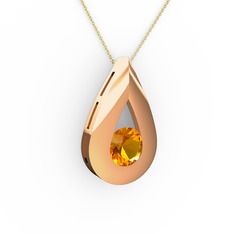 Alura Kolye - Sitrin 18 ayar rose altın kolye (40 cm altın rolo zincir) #1guq2e5