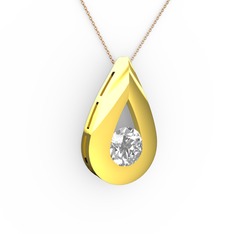 Alura Kolye - Beyaz zirkon 18 ayar altın kolye (40 cm gümüş rolo zincir) #1hqlxuc