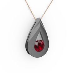Alura Kolye - Garnet 925 ayar siyah rodyum kaplama gümüş kolye (40 cm rose altın rolo zincir) #1i2juvv