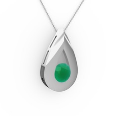 Alura Kolye - Kök zümrüt 14 ayar beyaz altın kolye (40 cm beyaz altın rolo zincir) #1jg83hk