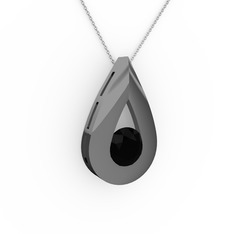 Alura Kolye - Siyah zirkon 925 ayar siyah rodyum kaplama gümüş kolye (40 cm beyaz altın rolo zincir) #1kwjz5c