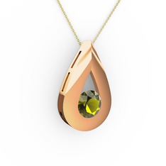 Alura Kolye - Peridot 8 ayar rose altın kolye (40 cm gümüş rolo zincir) #1lhm1ld