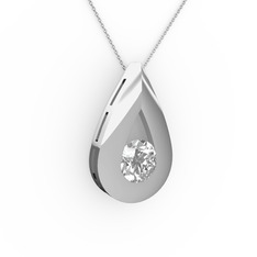 Swarovski 18 ayar beyaz altın kolye (40 cm gümüş rolo zincir)